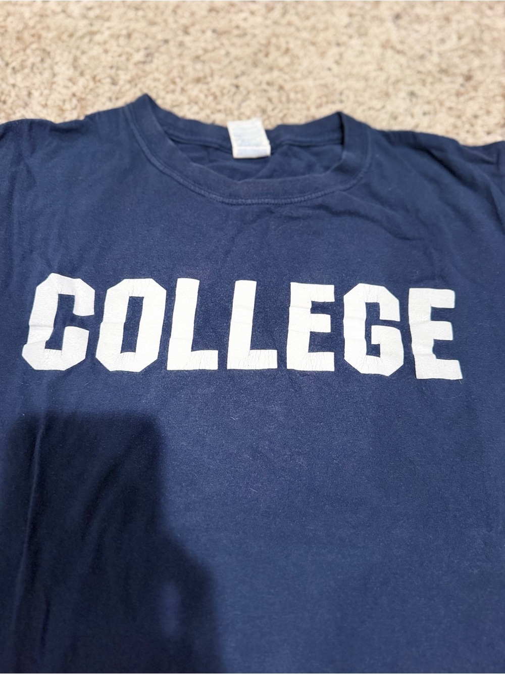 Gildan Navy Graphic Tee with White Lettering